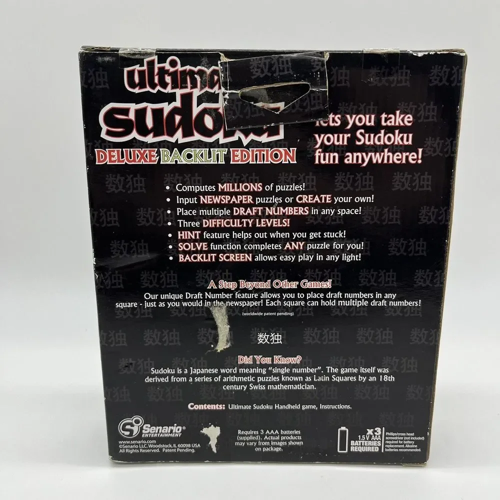 NEW Sudoku Senario‎ Entertainment Ultimate Deluxe Edition Handheld Backlit Game